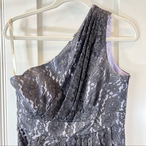 Shoshanna Anthro Dress Mini One Shoulder Lace Lavender Purple Size 6 - Picture 2 of 8